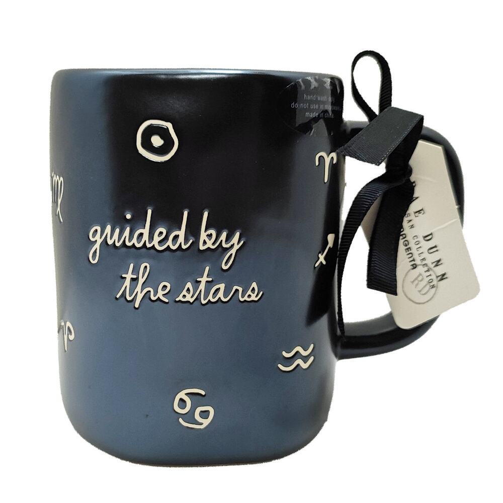 Rae Dunn Guided By The Stars Zodiac Astrology Mug Gunmetal Navy Black NWT